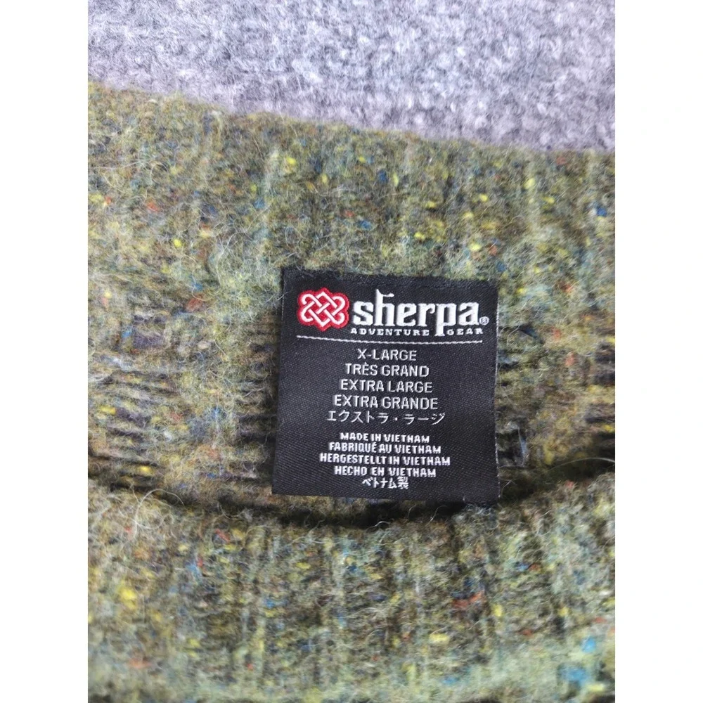 Sherpa Adventure Gear Merino Wool Alpaca Sweater Olive Green Waffle Knit Mens XL